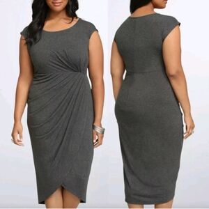 TORRID Plus Size Shirred Tulip Midi Dress